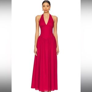 Elegant Red Halter Maxi Dress